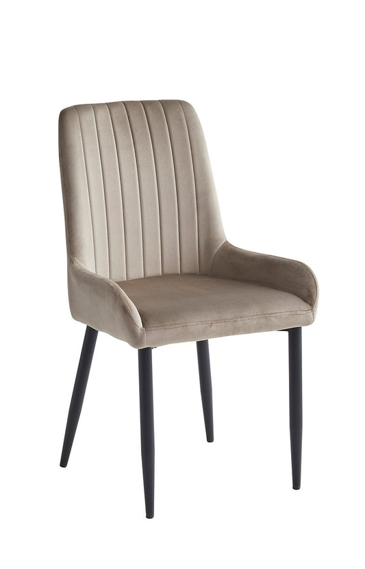 SET OF 2 Modern Beige Velvet Dining Chair