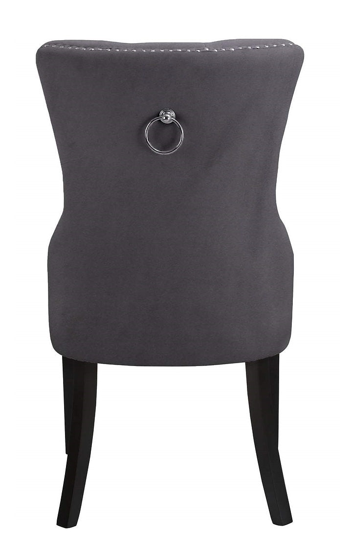 Grey Velvet Dining Chair with Nail Head Details (1 PC)