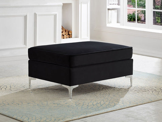 Black Velvet Ottoman With Chrome Legs ( Matching Sofa)