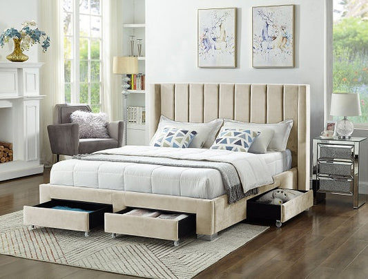 Cream Dream Bed (Creme Velvet) in QUEEN/KING