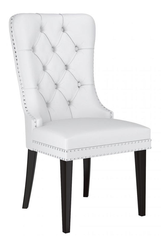 White PU Dining Chair with Nail Head Details (SET OF 2)