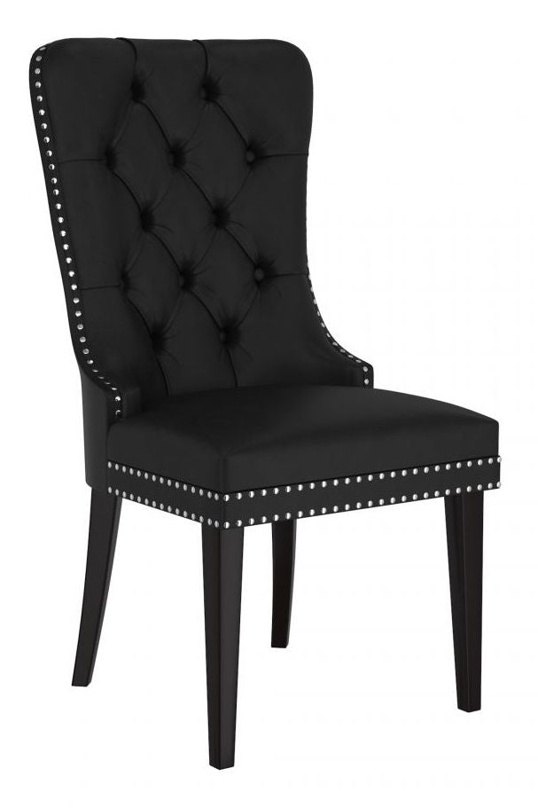 Black PU Dining Chair with Nail Head Details (SET OF 2)