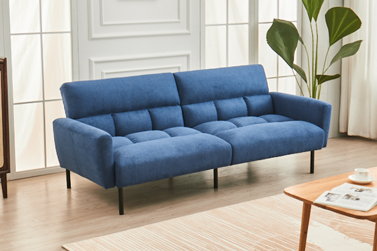 Split Back and Seat Design
Sofa Bed with Memory Foam Cushion in Blue