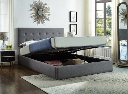 Modern Grey Fabric Storage Bed (In 3 Sizes)