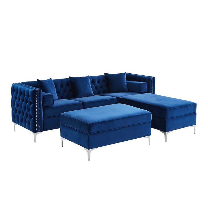 Sectional W/Reversible Chaise (Blue Velvet)