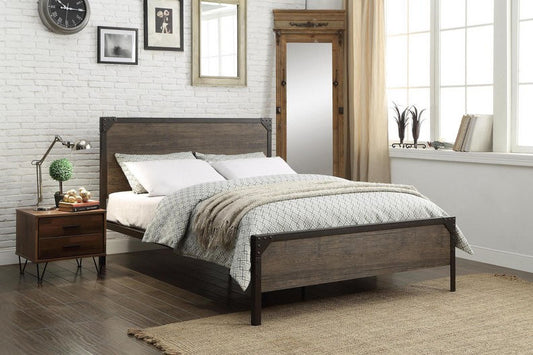 Wood Panel Bed with Steel Frame Bed (3 Sizes)