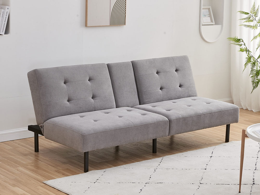 Split Back and Seat Design Sofa Bed with Memory Foam Cushion
Drop-Down Tray, 2 Cupholders In Soft Grey