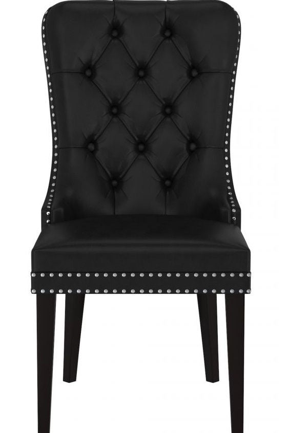 Black PU Dining Chair with Nail Head Details (SET OF 2)