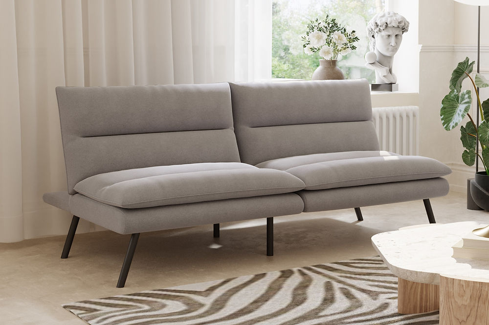 Soft Grey Split Back and Seat Design Sofa Bed with Memory Foam Cushion