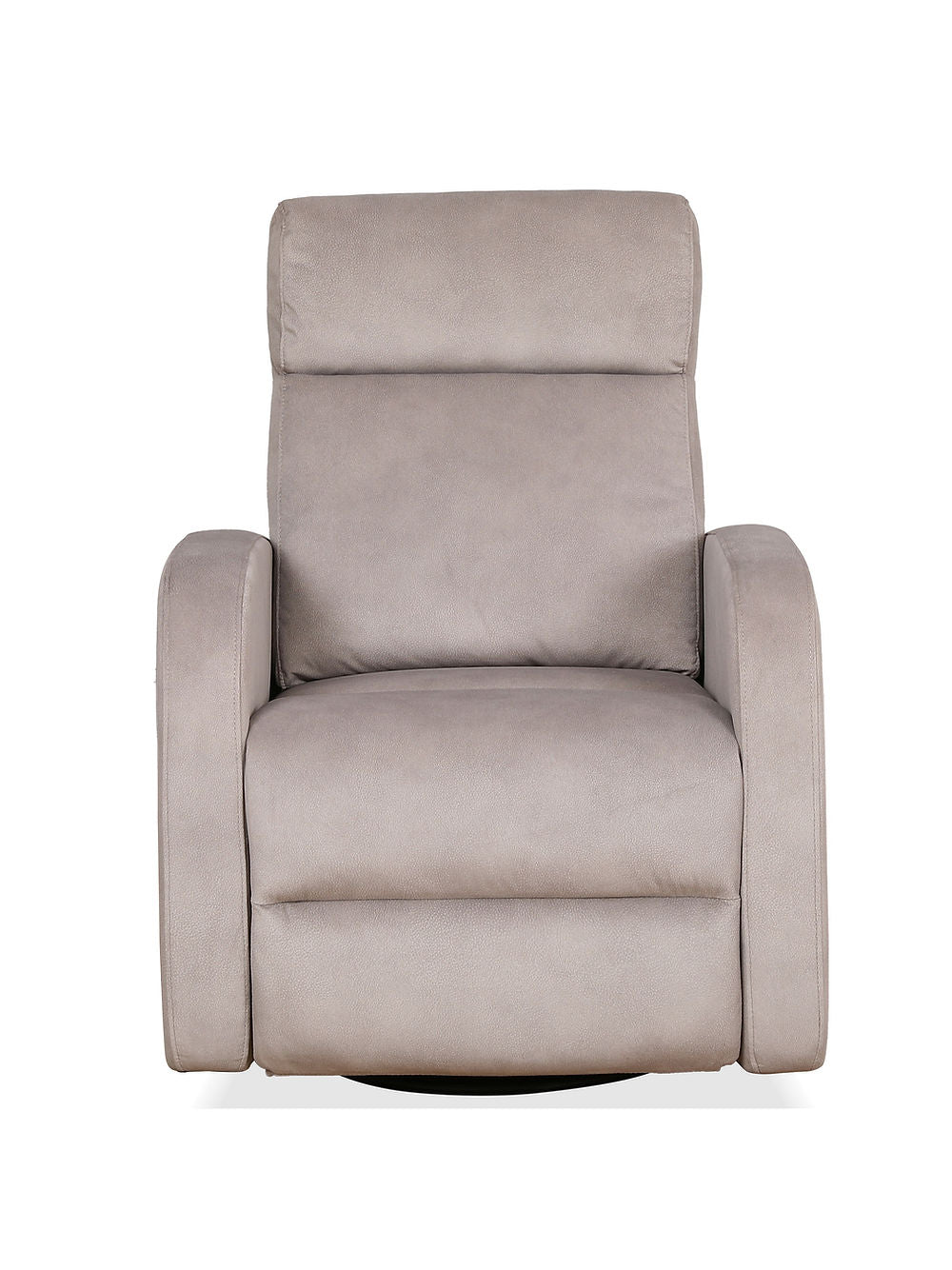 Recliner Chair with Pull Handle
Features Soft Charcoal Fabric 
Swivel Glider Mechanism
Zero Wallhugger. Soft Latte