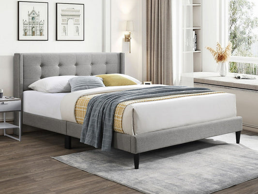 Mckenzie Grey Tuffed Bed in 3 Sizes