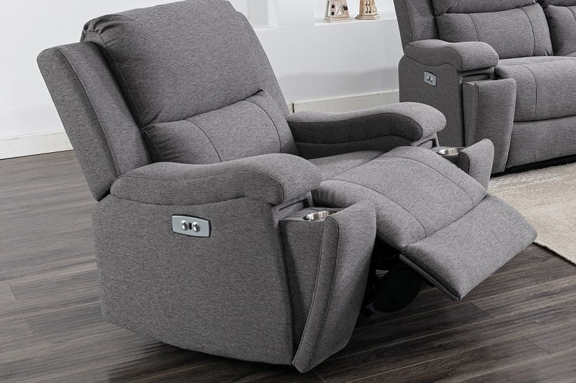 3pc Power Recliner Set, Soft Grey Fabric