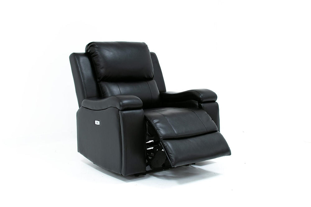 3pc Power Recliner Set, Black Leather Gel