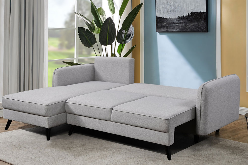 LHF Sectional Sofa Bed in Soft Grey