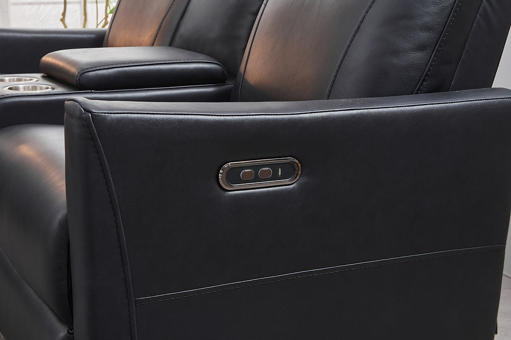 3pc Recliner Set, Soft Black Leather Match