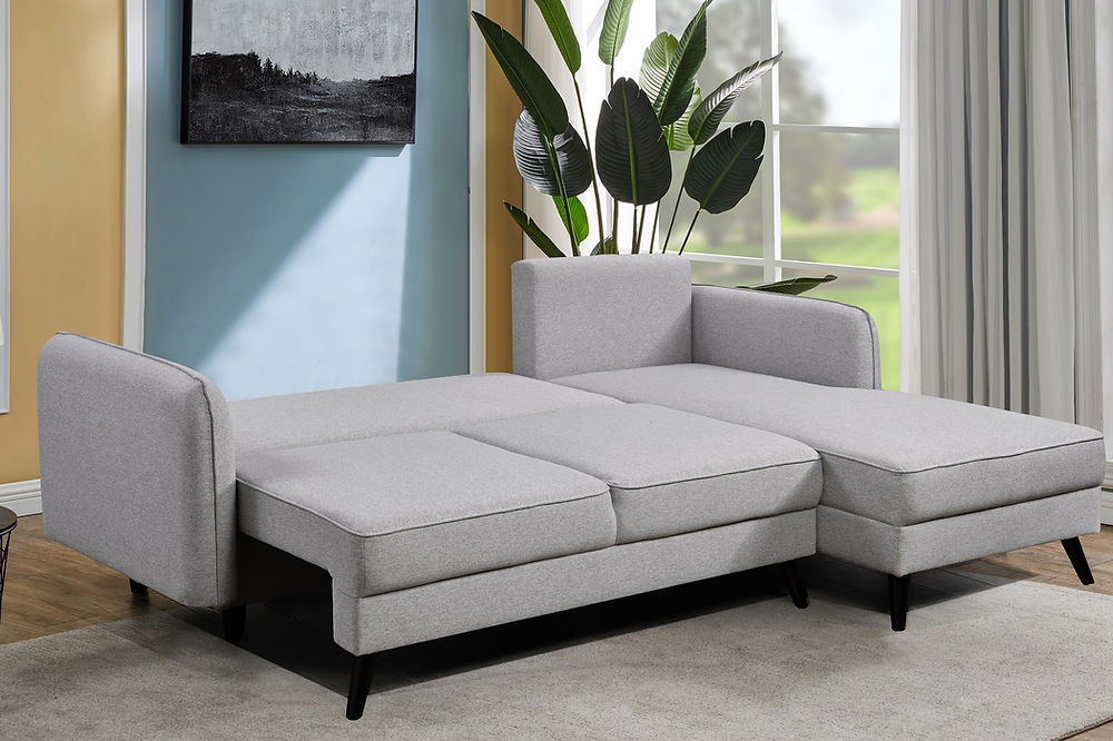 RHF Sectional Sofa Bed in Soft Grey