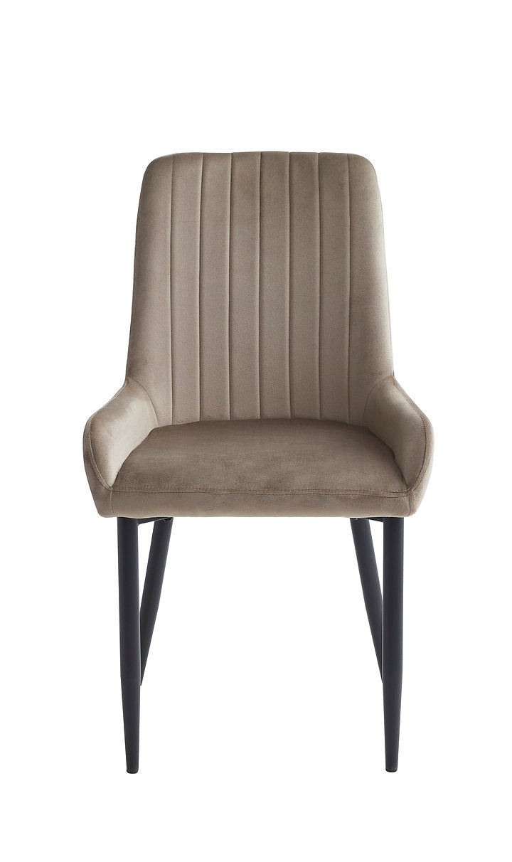 SET OF 2 Modern Beige Velvet Dining Chair