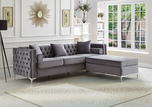 Sectional W/Reversible Chaise (Grey Velvet)