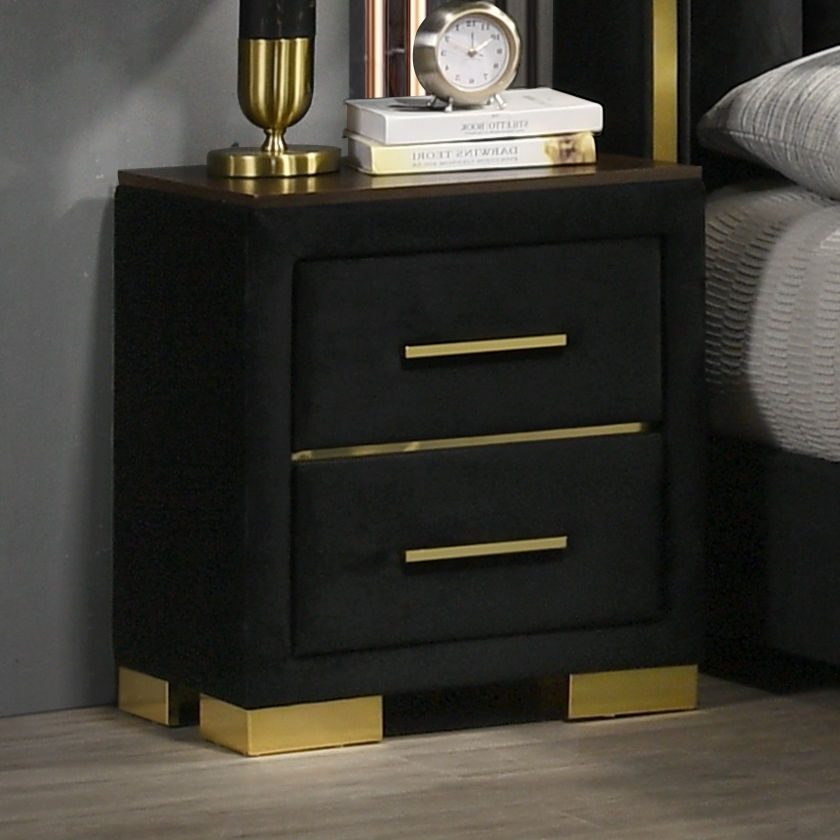 Black Gold Modern Nightstand (1 PC)