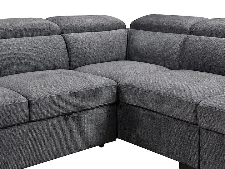 Left Hand Facing Chaise Sofa Bed Sectional,Large Lift-Up Storage Bench Compartment in Grey