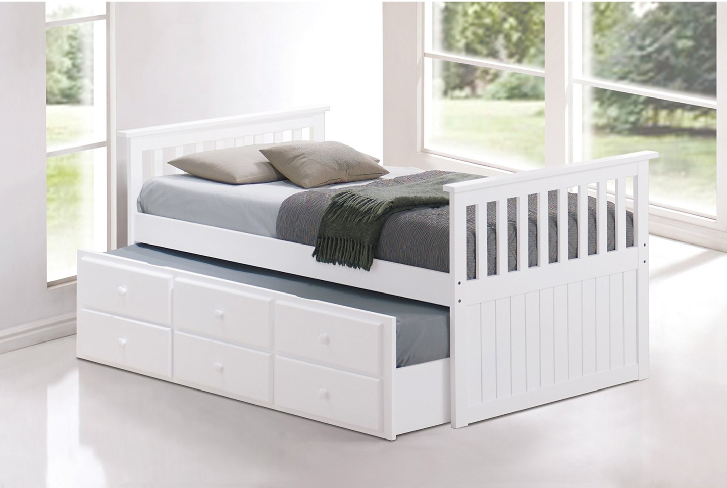 Single/Single Captain Bed (White)