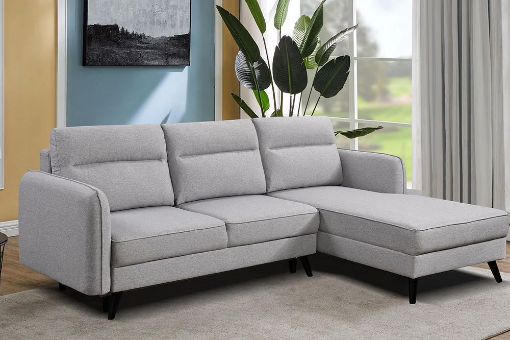 RHF Sectional Sofa Bed in Soft Grey