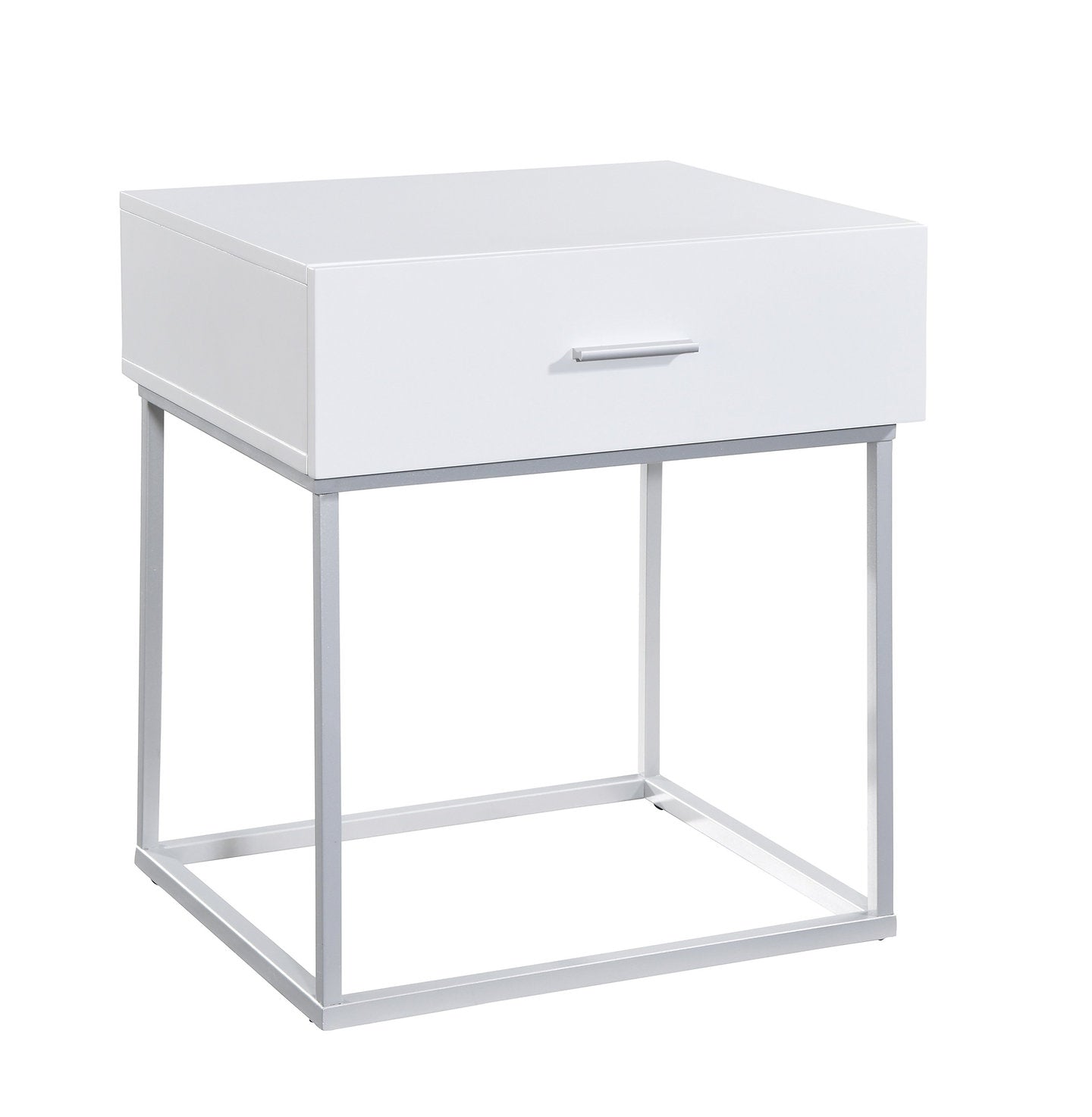 White Metal Base Nightstand