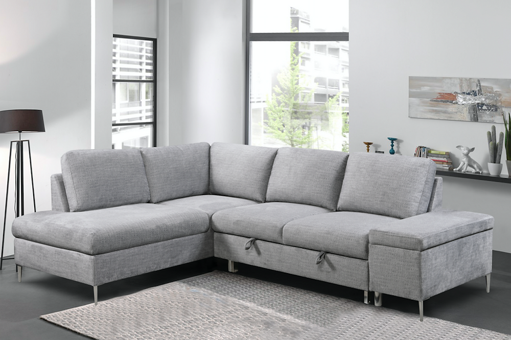 LHF Sofa Bed Sectional in Soft Grey