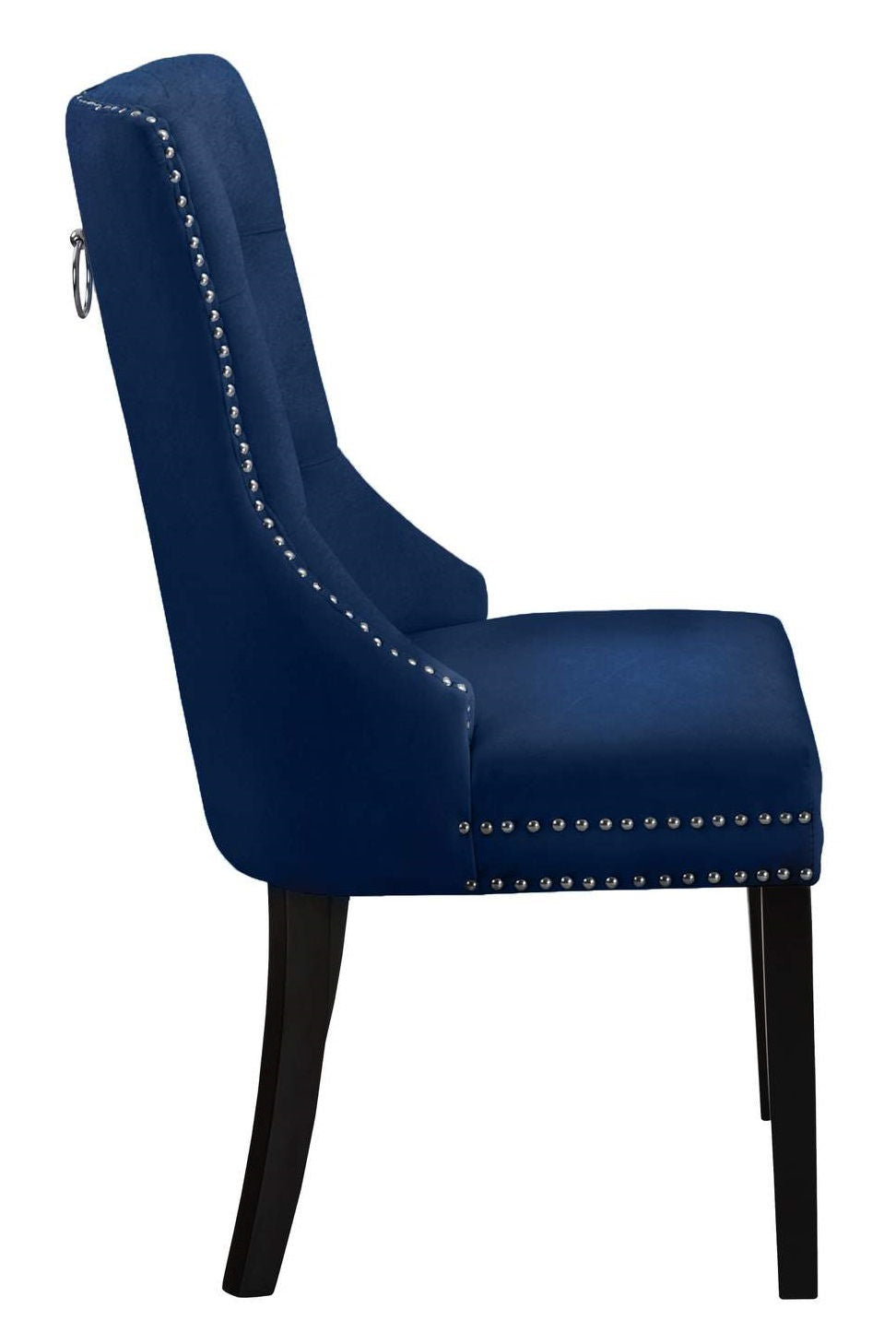 Blue Velvet Dining Chair with Nail Head Details (1 Pc)