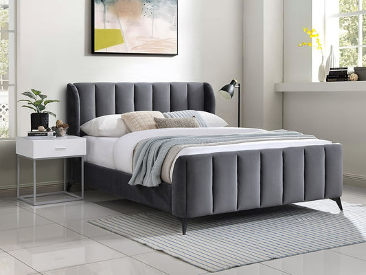 Rich Grey Contemporary Design Queen Bed