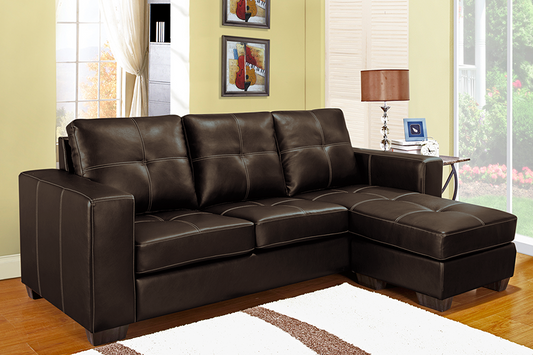 Brown Bonded Leather with Contrast Stitching