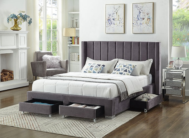 Dream Bed (Grey Velvet) in QUEEN/KING