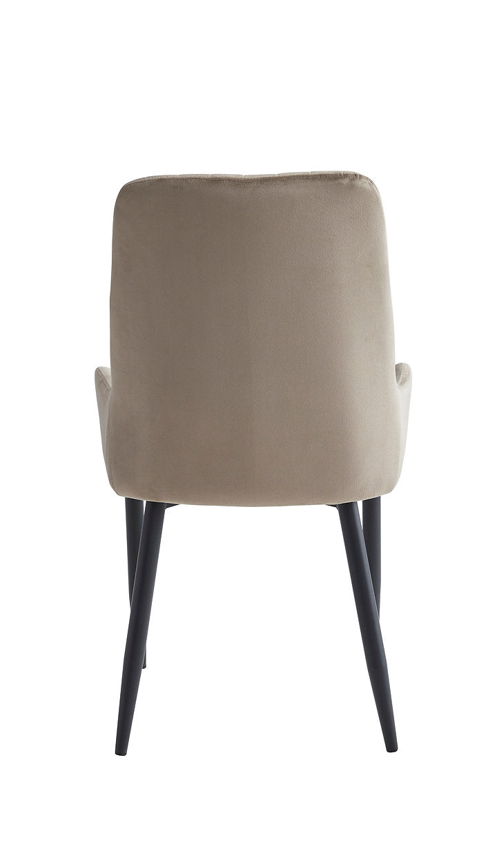 SET OF 2 Modern Beige Velvet Dining Chair