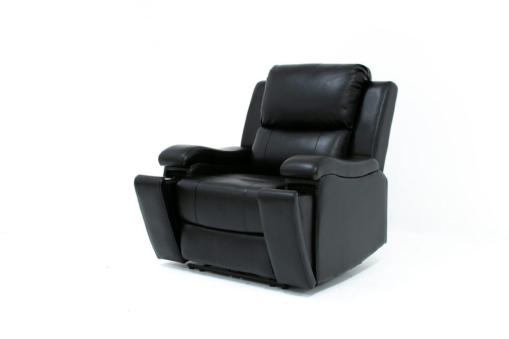 3pc Power Recliner Set, Black Leather Gel