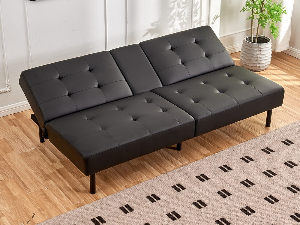 Split Back and Seat Design Sofa Bed with Memory Foam Cushion
Drop-Down Tray, 2 Cupholders In Black