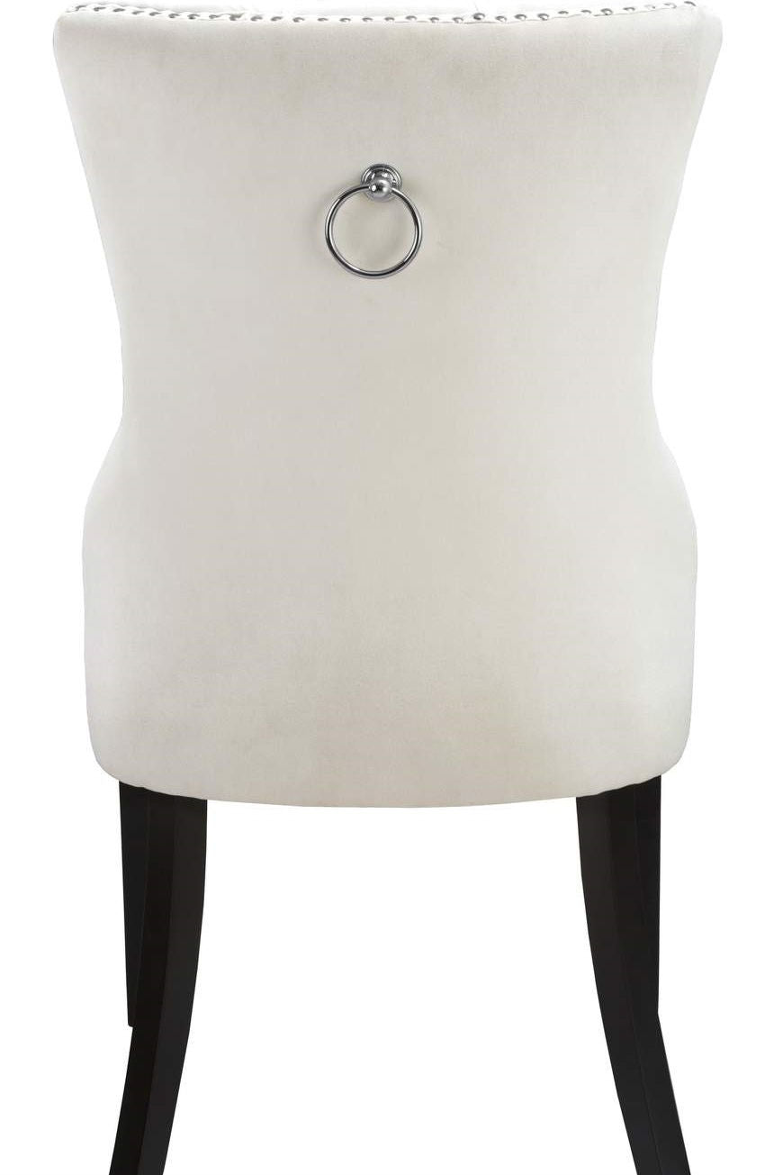 Cream Velvet Dining Chair with Nail Head Details (1 pc)