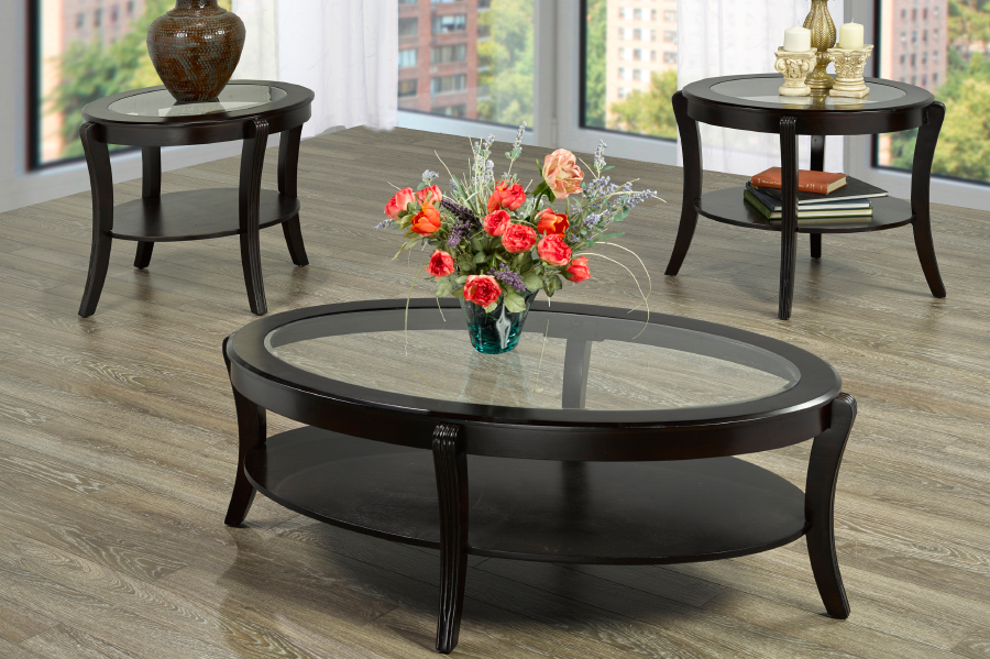 3pc Espresso Coffee Table Set