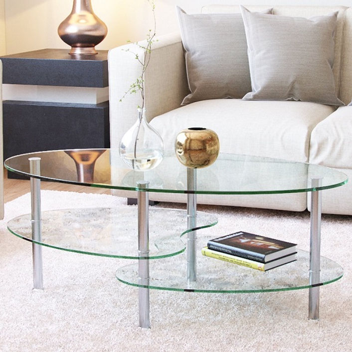 8mm Clear Glass Coffee Table with Chrome Legs