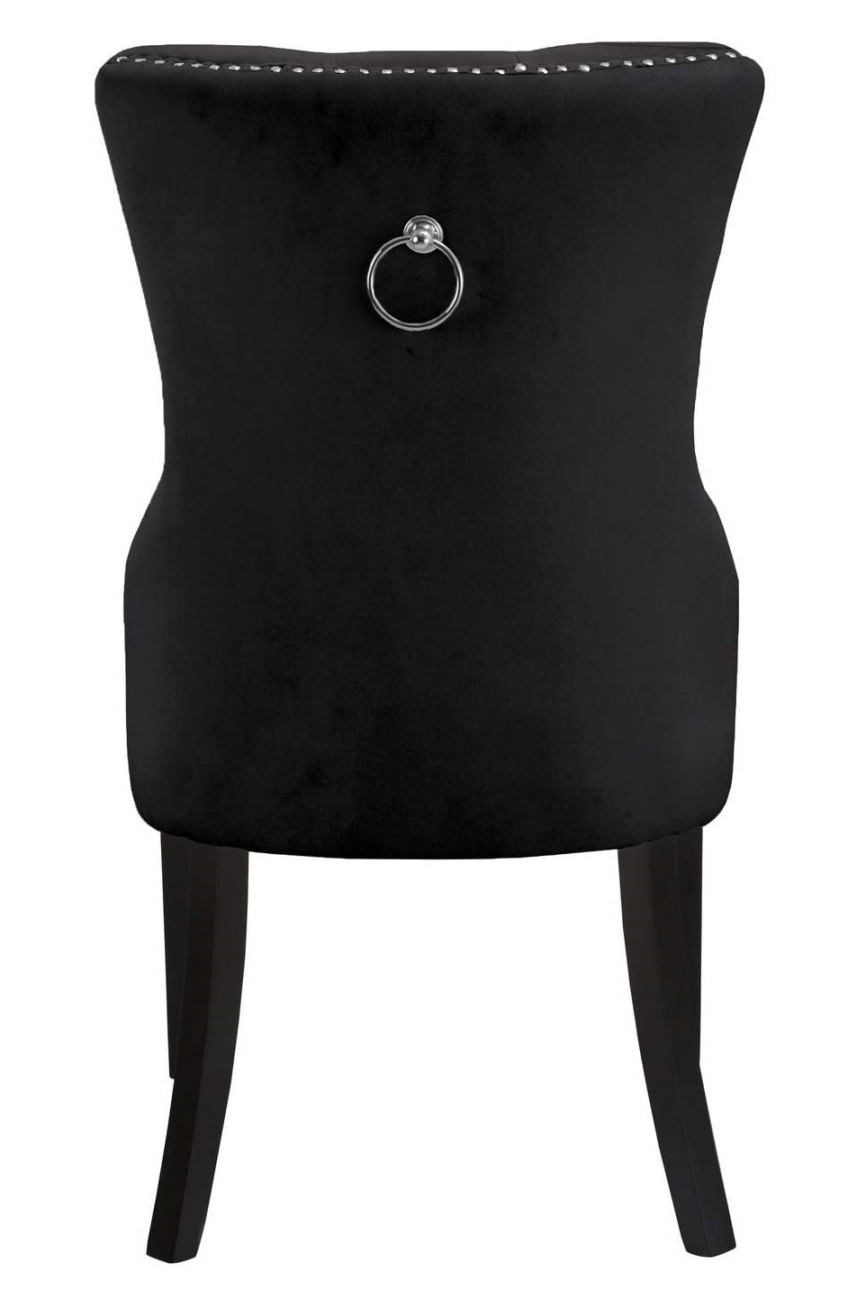 Black Velvet Dining Chair with Nail Head Details (1 PC)