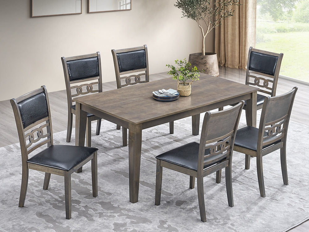 7 Pc Vintage Style Dining Set in Antique Grey