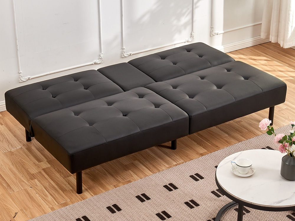 Split Back and Seat Design Sofa Bed with Memory Foam Cushion
Drop-Down Tray, 2 Cupholders In Black