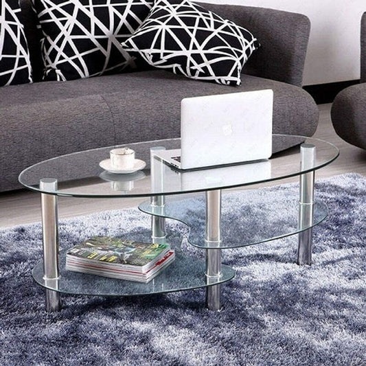 8mm Clear Glass Coffee Table with Chrome Legs