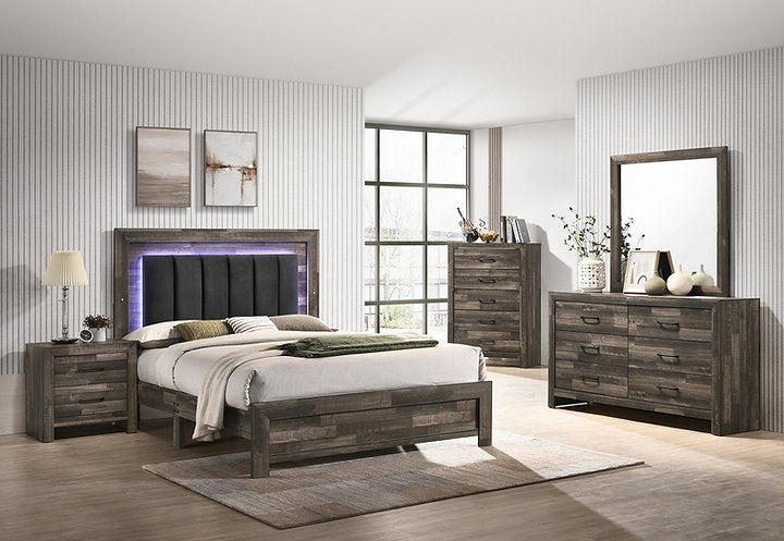 Athens 5 Pc Modern Farmhouse shiplap style bedroom set