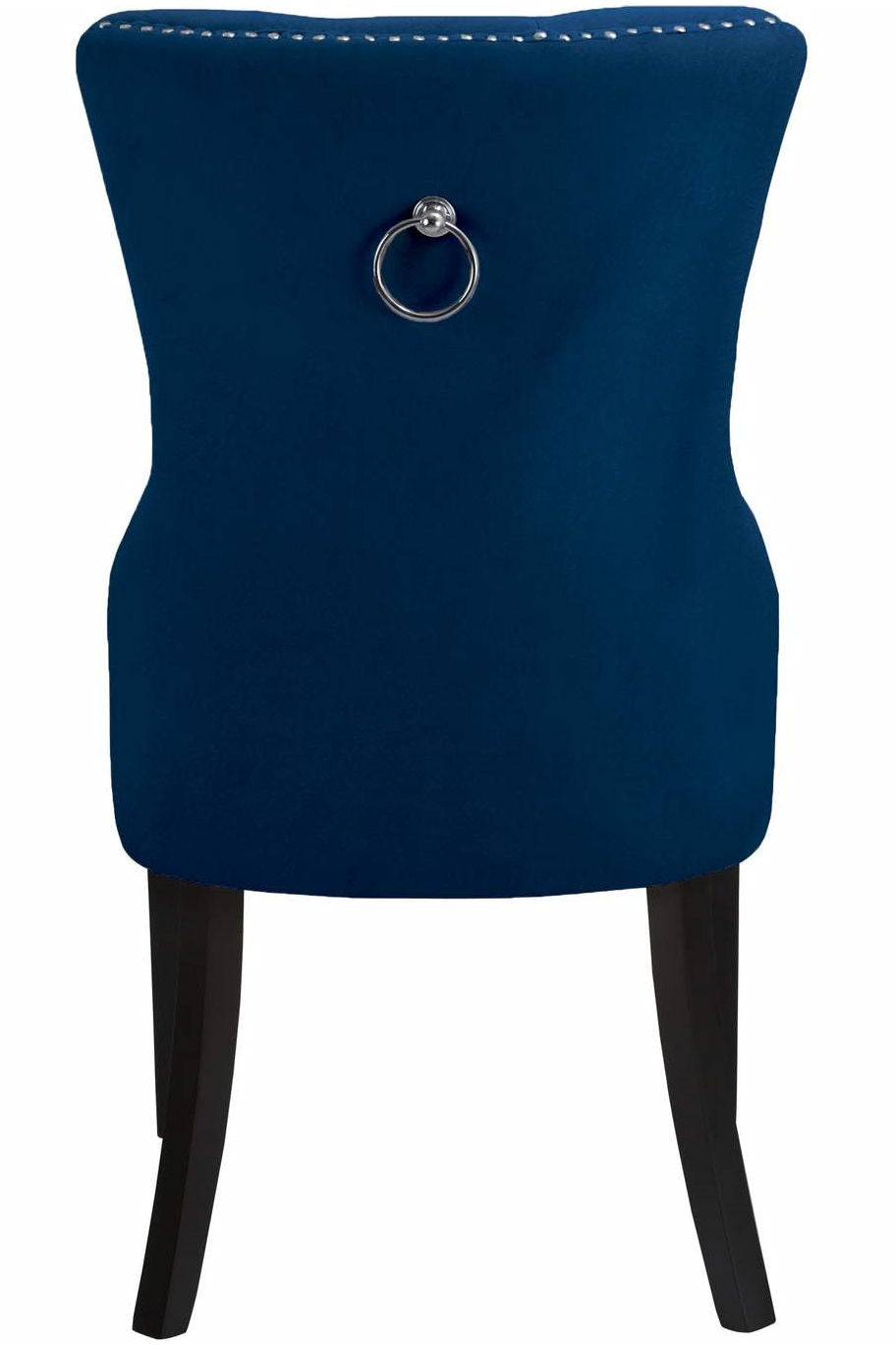 Blue Velvet Dining Chair with Nail Head Details (1 Pc)