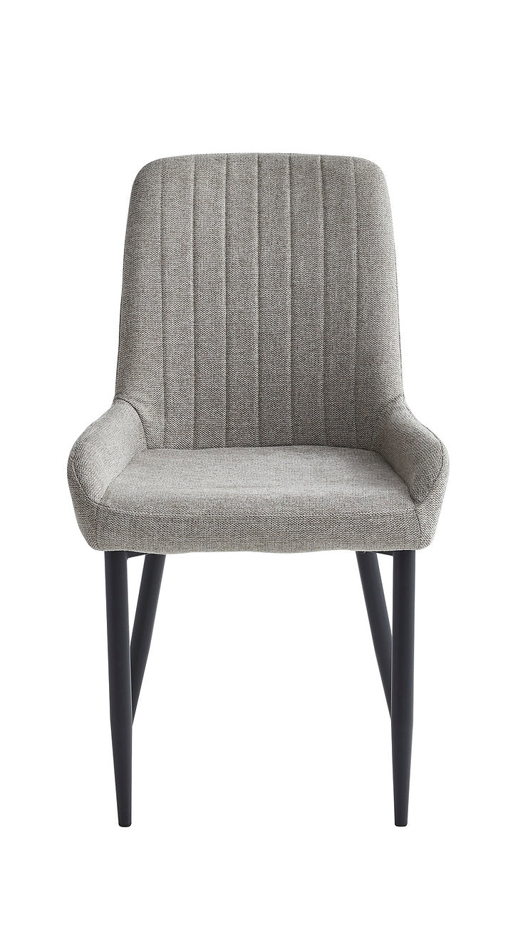 SET OF 2 Modern Grey Beige Fabric Dining Chair