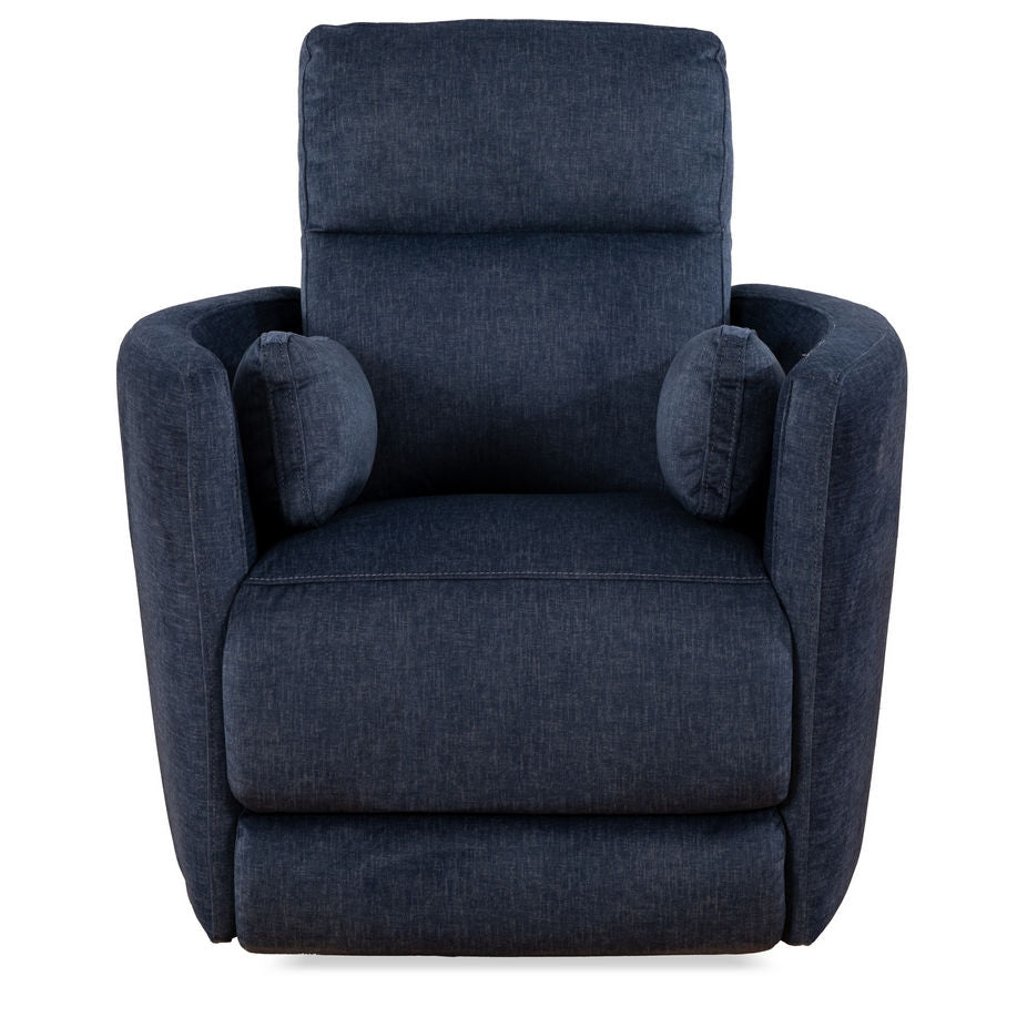 Curved Accent Recliner in Blue