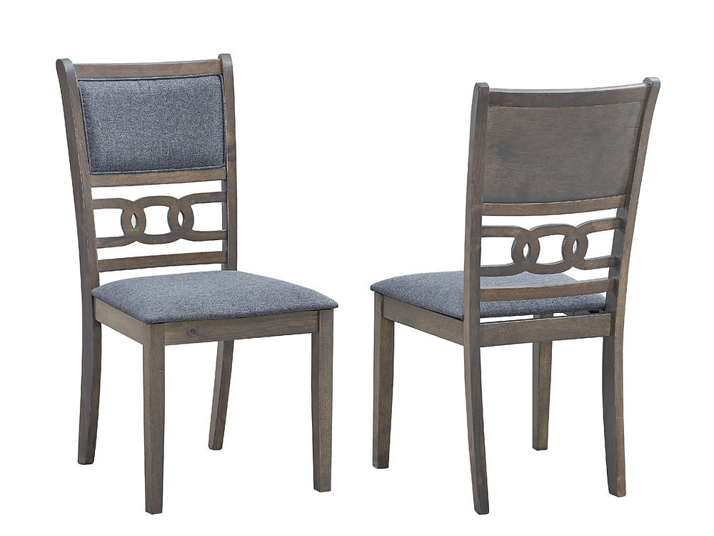 5 Pc Vintage Style Fabric Upholstered Dining Set in Grey