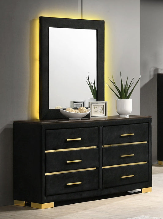 Maddison 6 Drawer Dresser in Black Velvet