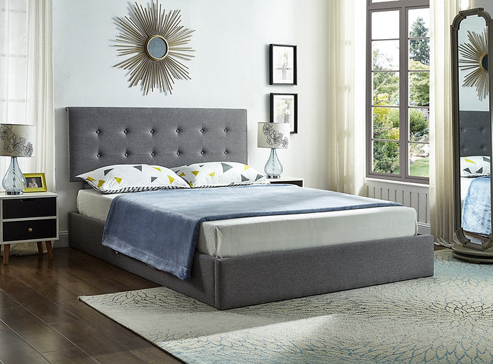 Modern Grey Fabric Storage Bed (In 3 Sizes)