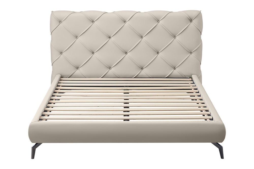 Diamond Pattern Modern Bed in Cream  (Queen & King)